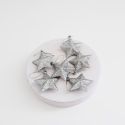 Dekors Ziemassvētku zvaigznes, 6gab,d-2,5cm., "silver"