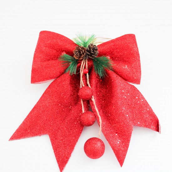 Christmas Tree Ribbon Bow 1 pcs, 23cm.,red