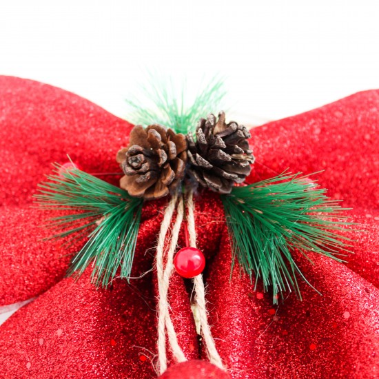 Christmas Tree Ribbon Bow 1 pcs, 23cm.,red