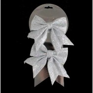 Dekors Ziemasvētku rotājumi bantītes 2gab.,12cm.,"Silver"