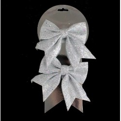 Dekors Ziemasvētku rotājumi bantītes 2gab.,12cm.,"Silver"
