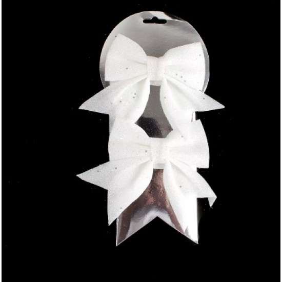 Christmas Tree Ribbon Bow 2 pcs, 12cm., white