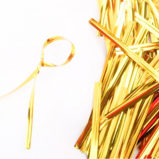 Twist tie for bags 10cm, 700 pcs, gold