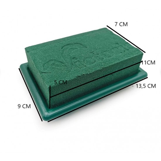 Floral foam for fresh flowers with plastic base TABLE DECO MINI GREEN 11cm