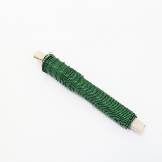 Floristikas stieple uz koka stienīša, d-0.6mm, 100g, "green"