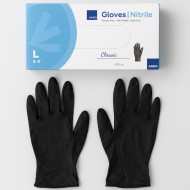 Vienreizējie nitrila cimdi bez pūdera, melni, L izmērs, 100 gab.