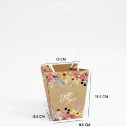 Flower Gift Bag Just for You with Handles, Floral Print, 13×9.5×15.5 cm, 10 pcs