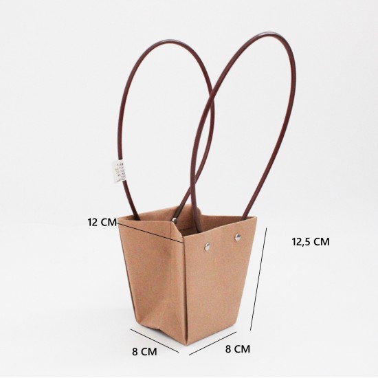 Kraft Flower Bag with Handles, 12×12.5×8 cm, 10 pcs