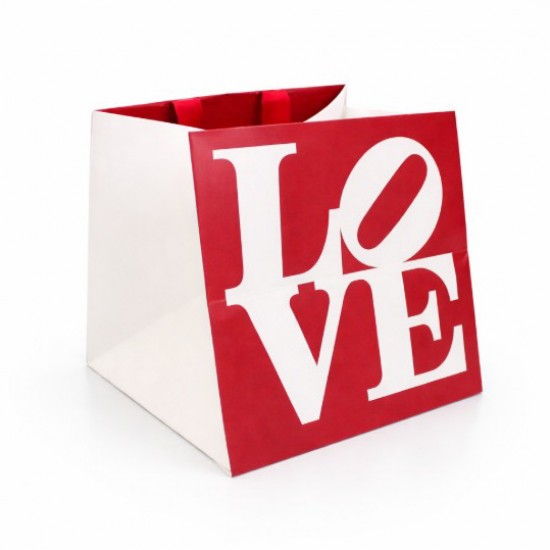 Dāvanu maisiņš LOVE 28 × 28 × 28 cm sarkans/balts