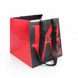 Dāvanu maisiņš LOVE 28 × 28 × 28 cm sarkans/melns