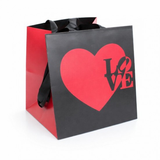 Dāvanu maisiņš LOVE 28 × 28 × 28 cm sarkans/melns