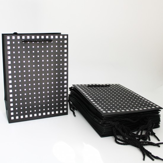 Papīra dāvanu maiss ar virves rokturiem 8,5*17,5*24cm, 12 gab