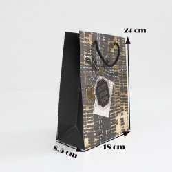Papīra dāvanu maiss ar virves rokturiem 8,5*17,5*24cm, 12 gab