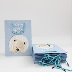 Papīra dāvanu maiss ar virves rokturiem BABY BOY 8,5*17,5*24cm, 12 gab
