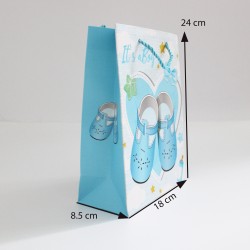 Papīra dāvanu maiss ar virves rokturiem BABY BOY 8,5*17,5*24cm, 12 gab