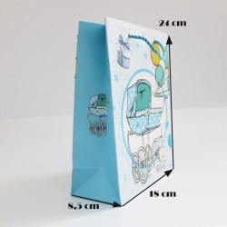 Papīra dāvanu maiss ar virves rokturiem BABY BOY 8,5*17,5*24cm, 12 gab
