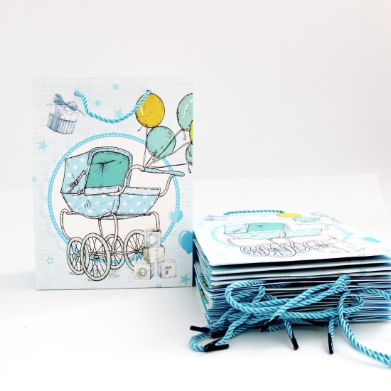 Paper gift bag, BABY BOY, 8,5*17,5*24cm 12pcs