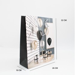 Gift bag with rope handles, 32×26×10 cm, black, 1 pcs