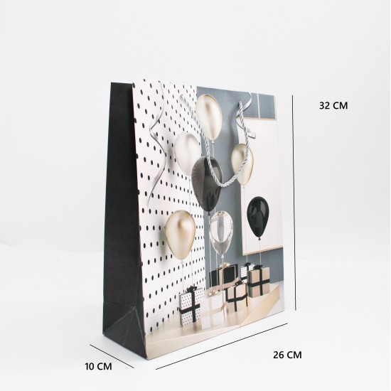 Gift bag with rope handles, 32×26×10 cm, black, 1 pcs