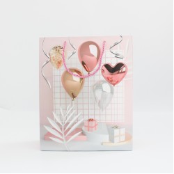 Gift bag with rope handles, 32×26×10 cm, pink, 1 pcs
