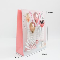 Gift bag with rope handles, 32×26×10 cm, pink, 1 pcs
