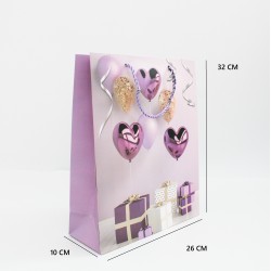 Gift bag with rope handles, 32×26×10 cm, purple, 1 pcs