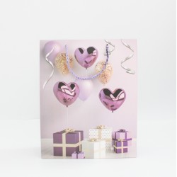 Gift bag with rope handles, 32×26×10 cm, purple, 1 pcs