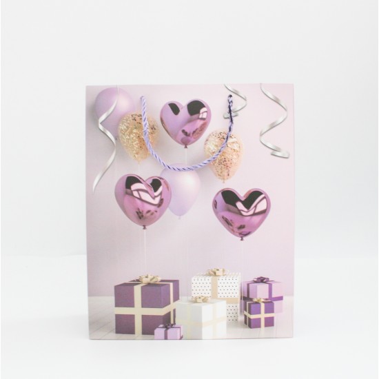 Gift bag with rope handles, 32×26×10 cm, purple, 1 pcs