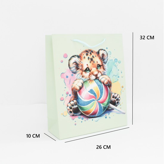Gift bag with cord handles, 32×26×10 cm, 1 pcs