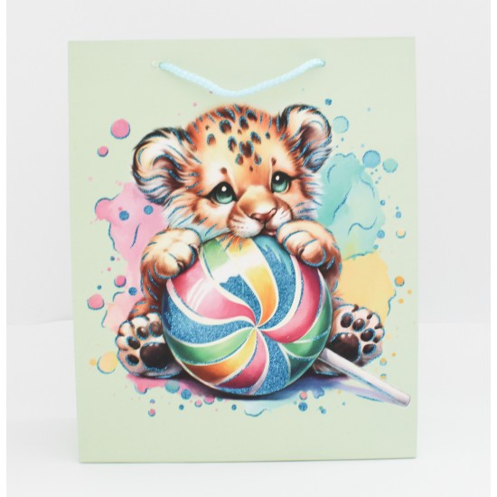 Gift bag with cord handles, 32×26×10 cm, 1 pcs