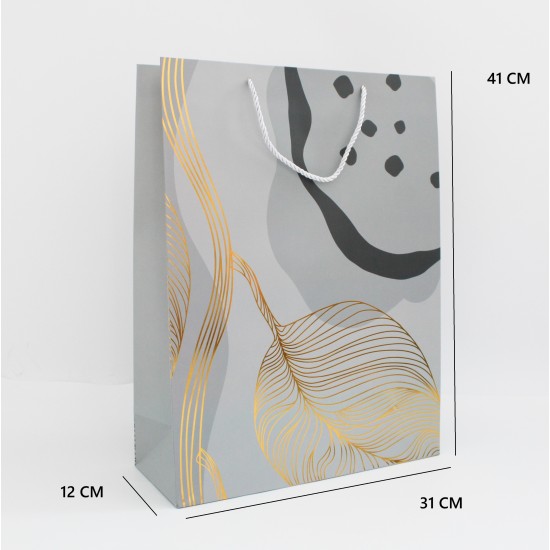 Dāvanu maisiņš ar ģeometrisku apdruku un virves rokturiem, 31×41×12 cm, 1 gab.