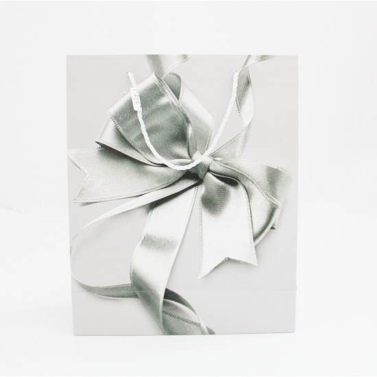 Dāvanu maisiņš ar satīna lentes apdruku un auklu rokturiem 26×32×10 cm, MIX color, 12 gab.