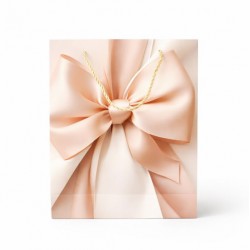 Dāvanu maisiņš ar satīna lentes apdruku un auklu rokturiem 26×32×10 cm, 1 gab.