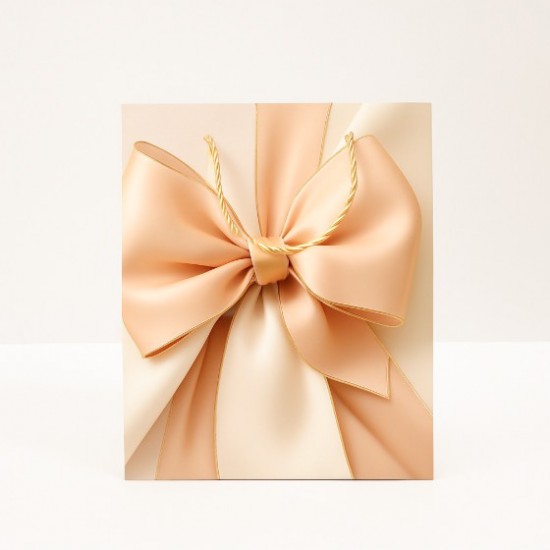 Dāvanu maisiņš ar satīna lentes apdruku un auklu rokturiem 26×32×10 cm, 1 gab.