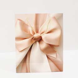 Dāvanu maisiņš ar satīna lentes apdruku un auklu rokturiem 26×32×10 cm, 1 gab.