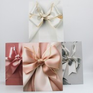Gift Bag with Satin Bow Print and Cord Handles 26×32×10 cm, MIX color,12 pcs.