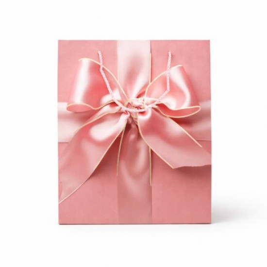 Dāvanu maisiņš ar satīna lentes apdruku un auklu rokturiem 26×32×10 cm, MIX color, 12 gab.