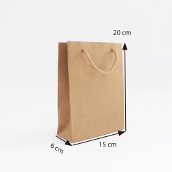 Papīra dāvanu maiss ar virves rokturiem  6*15*20cm , 1 gab, kraft