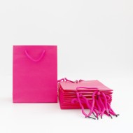 Papīra dāvanu maiss ar virves rokturiem  8*14*18cm , 12 gab, fuchsia