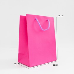 Papīra dāvanu maiss ar virves rokturiem  10*18*23cm , 12 gab, ''fuchsia"