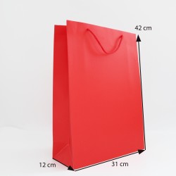Papīra dāvanu maiss ar virves rokturiem  12*31*42cm , 12 gab, red