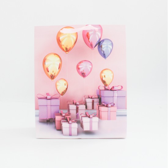 Dāvanu maiss ar satīna rokturiem 32*26*10,5cm, 1gab. "pink"