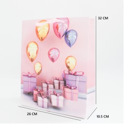Dāvanu maiss ar satīna rokturiem 32*26*10,5cm, 1gab. "pink"