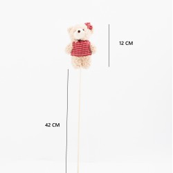 Plīša lācītis uz kociņa 5 gab., h12 cm., bēšs 