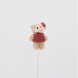 Plīša lācītis uz kociņa 1 gab., h12 cm., bēšs 