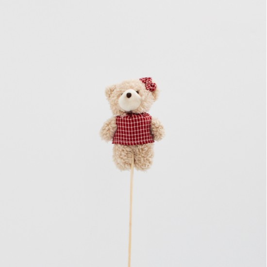 Plīša lācītis uz kociņa 1 gab., h12 cm., bēšs