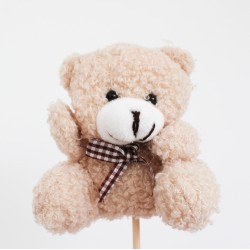 Plīša lācītis uz kociņa 12 gab., h10 cm., 4 krāsas