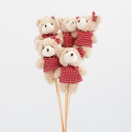 Плюшевый мишка на палочке 5шт., h12 см, цвет бежевый