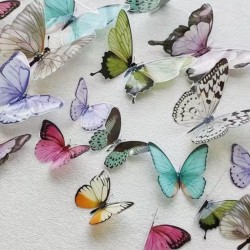 Dekoratīvi 3D tauriņi krāsaini, 32 gab.