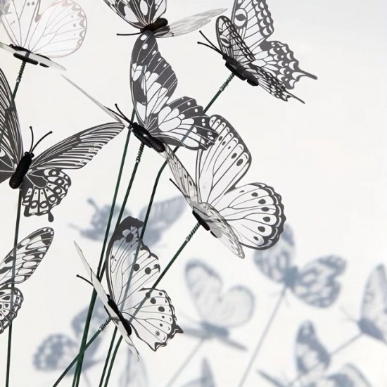 Dekoratīvi 3D tauriņi melnbalti, 32gab.